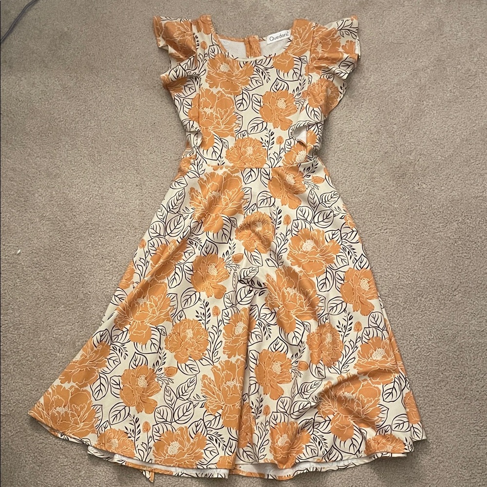 Floral Orange and Cream Dress